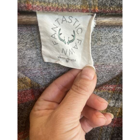 Fantastic Fawn Womens Plaid Boho Criss Cross Top Size M Grunge Indie Western - Picture 2 of 11